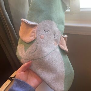 Isaac Mizrahi Green and Gray Elephant Stocking